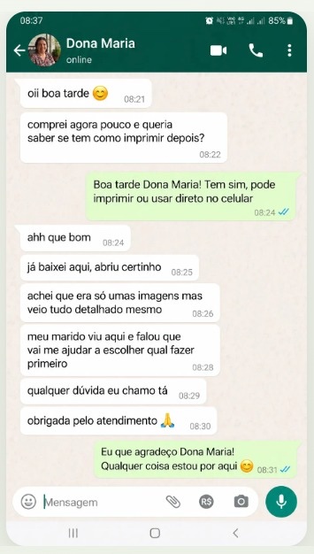 Conversa no WhatsApp com Dona Maria, cliente